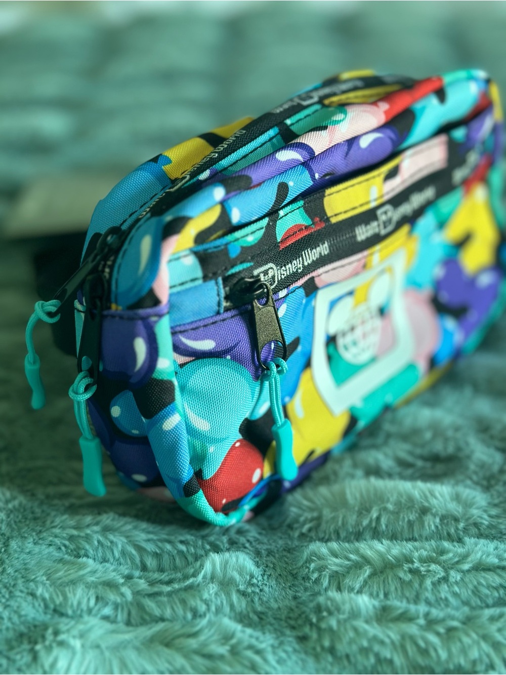 Disney Kids/Adult Multicolor Mickey Bubble Print Crossbody Pouch Fanny Pack